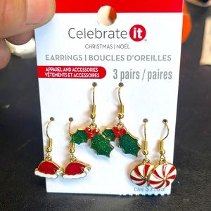 3 pairs of Christmas earrings